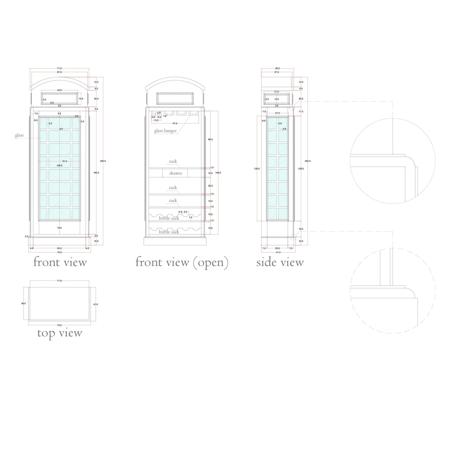 Home Bar, White Telephone Box Display Cabinet 3 Home Bar, White Telephone Box Display Cabinet - Image 3