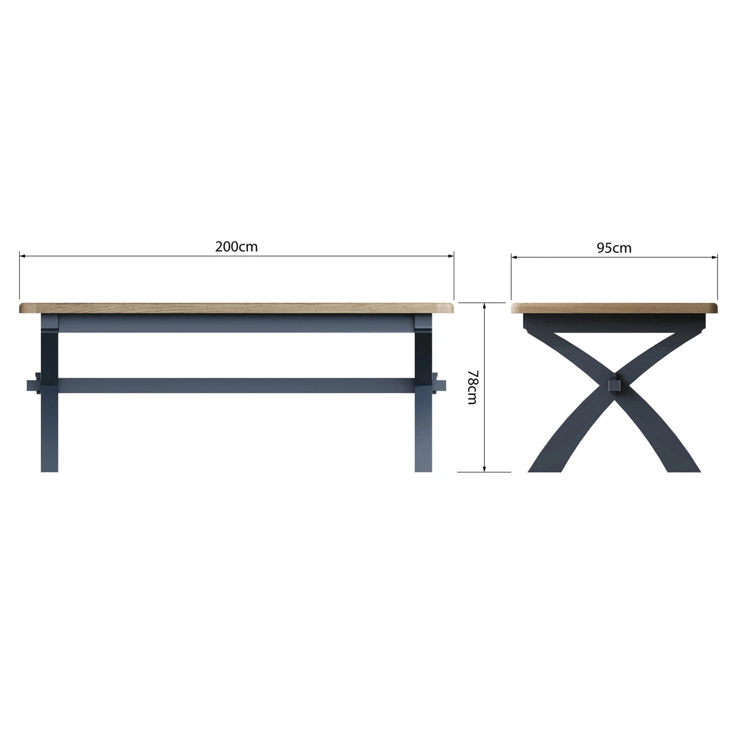 Hopton Blue 2.0m Cross Legged Fixed Table 6 Hopton Blue 2.0m Cross Legged Fixed Table - Image 6