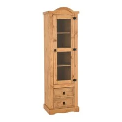 Huxley Pine 1 Door 2 Drawer Glass Display Unit