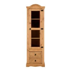 Huxley Pine 1 Door 2 Drawer Glass Display Unit -Dining Tables Sales huxley pine 1 door 2 drawer glass display unit p69512 104972 zoom