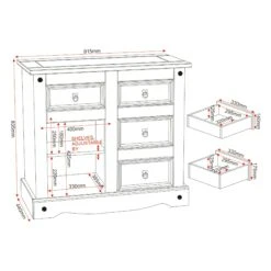 Huxley Pine 1 Door 4 Drawer Sideboard -Dining Tables Sales huxley pine 1 door 4 drawer sideboard p69552 107342 zoom