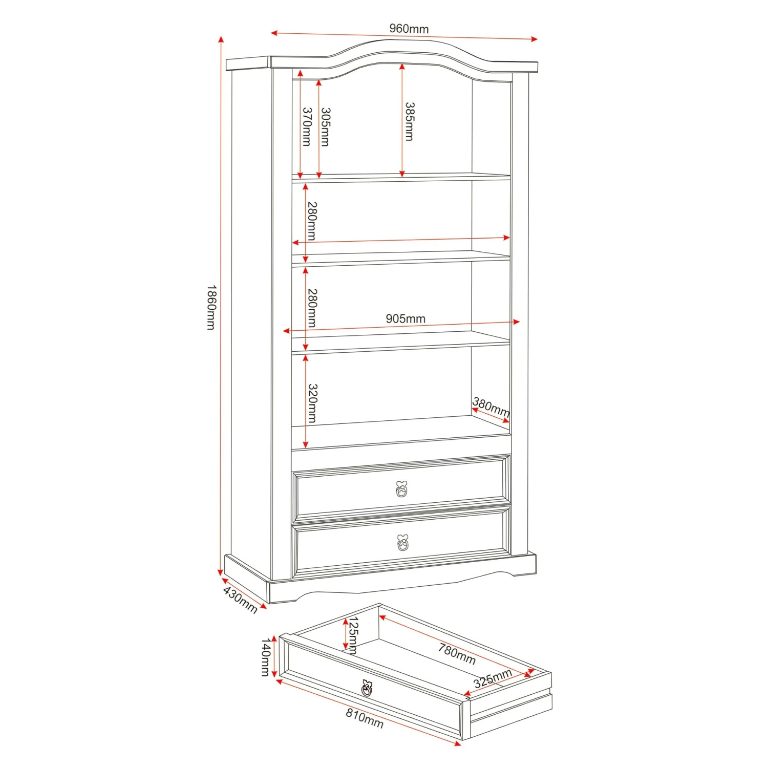 Huxley Pine 2 Door 2 Drawer Glass Display Unit 2 Huxley Pine 2 Door 2 Drawer Glass Display Unit - Image 2