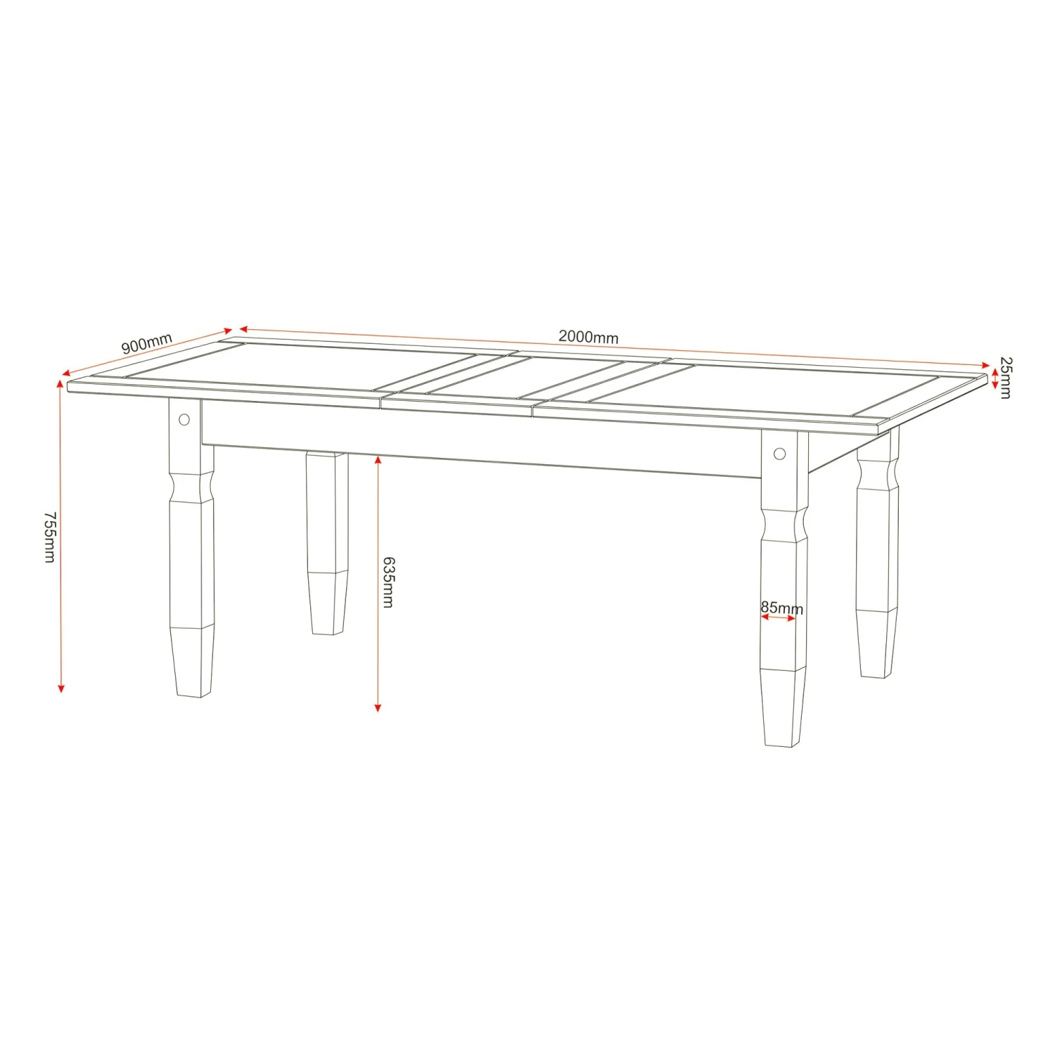 Huxley Pine Extending Dining Set (4 Chairs) 4 Huxley Pine Extending Dining Set (4 Chairs) - Image 4