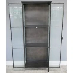 Large Black Metal Industrial Display Cabinet -Dining Tables Sales large black metal industrial display cabinet p66210 97411 zoom