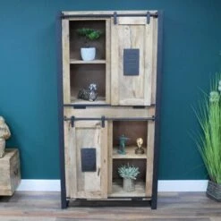 Large Industrial Mango Wood Cabinet