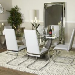 Leo Dining Set With 6 Grey Dining Chairs