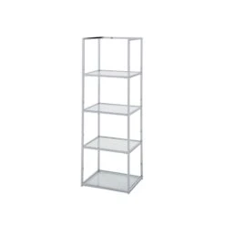 Logan 151.5cm Chrome And Glass 4 Tiered Rectangular Display Unit -Dining Tables Sales logan 151 5cm chrome and glass 4 tiered rectangular display unit p81362 163706 zoom