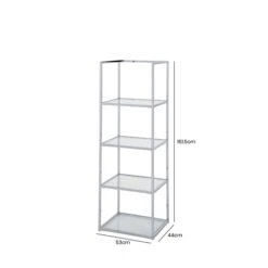 Logan 151.5cm Chrome And Glass 4 Tiered Rectangular Display Unit -Dining Tables Sales logan 151 5cm chrome and glass 4 tiered rectangular display unit p81362 163709 zoom
