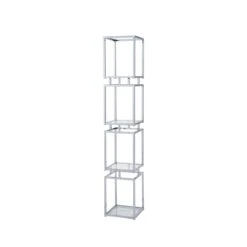 Logan 165.5cm Chrome And Glass 4 Tiered Square Display Unit -Dining Tables Sales logan 165 5cm chrome and glass 4 tiered square display unit p81363 163712 zoom