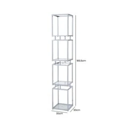 Logan 165.5cm Chrome And Glass 4 Tiered Square Display Unit -Dining Tables Sales logan 165 5cm chrome and glass 4 tiered square display unit p81363 163715 zoom