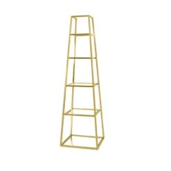 Logan 200cm Gold And Clear Glass 5 Tiered Ladder Display Unit