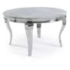 Louis 1.3m Round Chrome Dining Table With Light Grey Marble Top