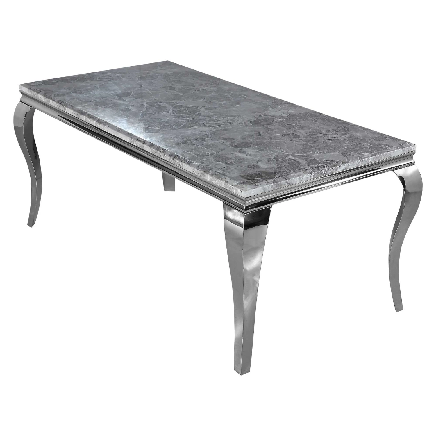 Louis 1.5m Chrome Dining Table With Light Grey Marble Top 1 Louis 1.5m Chrome Dining Table With Light Grey Marble Top