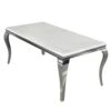 Louis Chrome 1.4m Dining Table With White Marble Top
