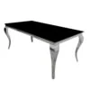 Louis Chrome 1.5m Dining Table With Black Glass Top