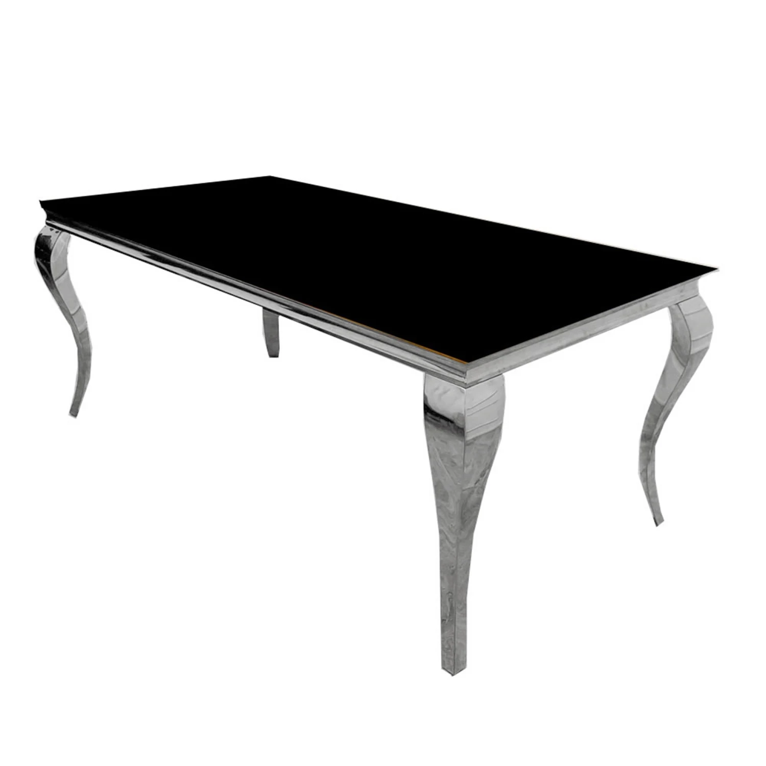 Louis Chrome 1.5m Dining Table With Black Glass Top 1 Louis Chrome 1.5m Dining Table With Black Glass Top