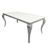 Louis Chrome 1.5m Dining Table With White Glass Top