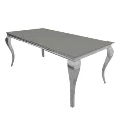 Louis Chrome 2m Dining Table With Grey Glass Top