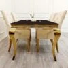 Louis Gold 1.4 M Dining Table With Black Glass Top
