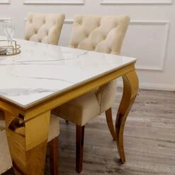 Louis Gold 1.8 M Dining Table With Polar White Sintered Stone Top 7 Louis Gold 1.8 M Dining Table With Polar White Sintered Stone Top -Dining Tables Sales louis gold 1 8 m dining table with polar white sintered stone top p82001 166828 zoom