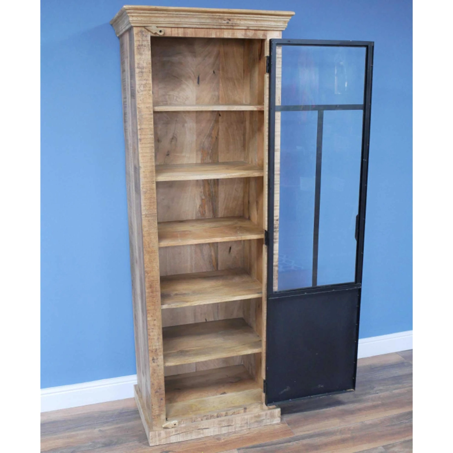 Mango Wood & Iron Tall Industrial Cabinet 3 Mango Wood & Iron Tall Industrial Cabinet - Image 3