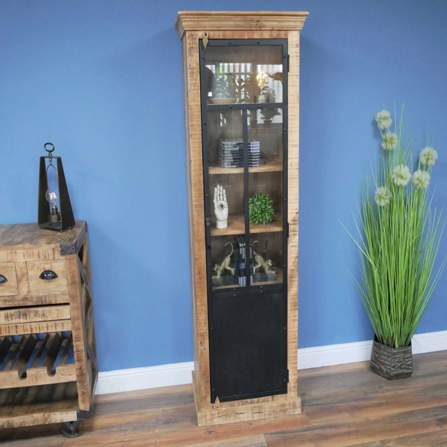 Mango Wood & Iron Tall Industrial Cabinet 6 Mango Wood & Iron Tall Industrial Cabinet - Image 6