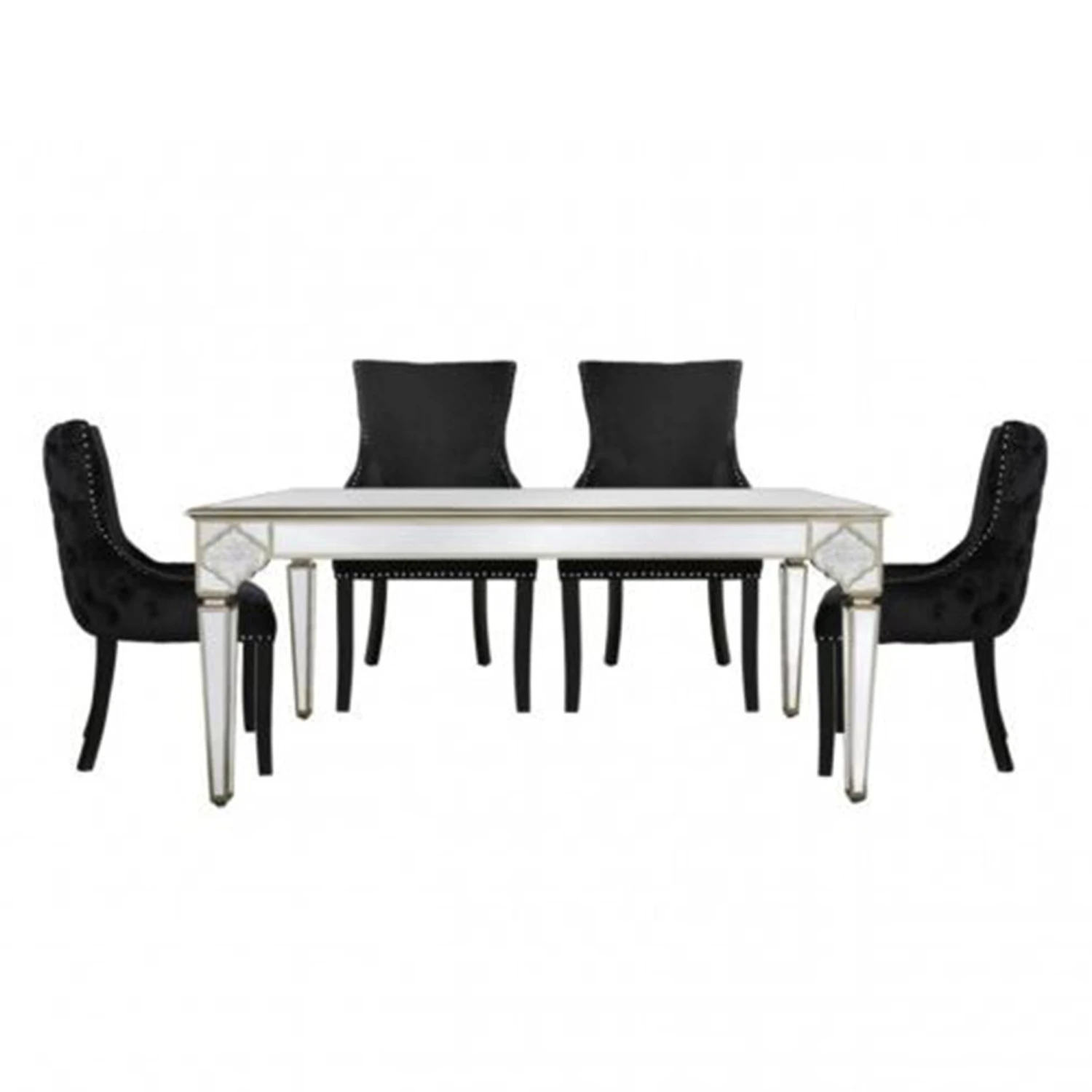 Marrakech Dining Set With 4 Tufted Back Black Chairs 1 Marrakech Dining Set With 4 Tufted Back Black Chairs