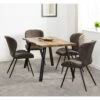 Medium Oak Effect Quebec Wave Edge Dining Set