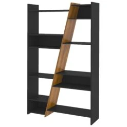 Naples Black & Pine Effect Tall Bookcase -Dining Tables Sales naples black pine effect tall bookcase p76424 122741 zoom