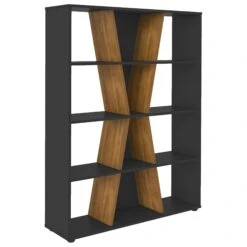 Naples Medium Black & Pine Effect Bookcase