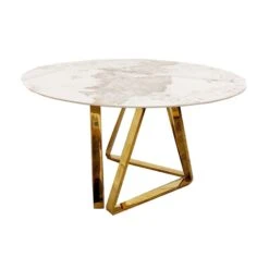 Nero Gold 1.3 Round Pandora Gold Dining Table With Sintered Stone Top