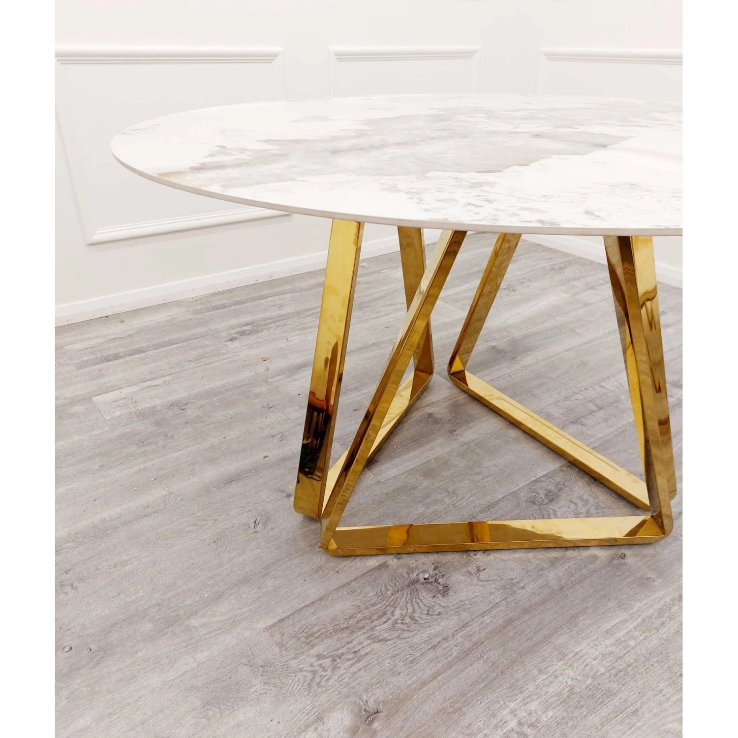 Nero Gold 1.3 Round Pandora Gold Dining Table With Sintered Stone Top 4 Nero Gold 1.3 Round Pandora Gold Dining Table With Sintered Stone Top - Image 4