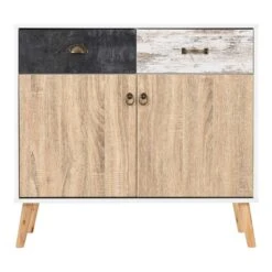 Nordic White Distressed Effect 2 Door 2 Drawer Sideboard -Dining Tables Sales nordic white distressed effect 2 door 2 drawer sideboard p80323 157490 zoom