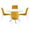 Nova 100cm Round Dining Table And 4 Mustard Zula Chairs