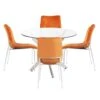 Nova 100cm Round Dining Table And 4 Orange Zula Chairs