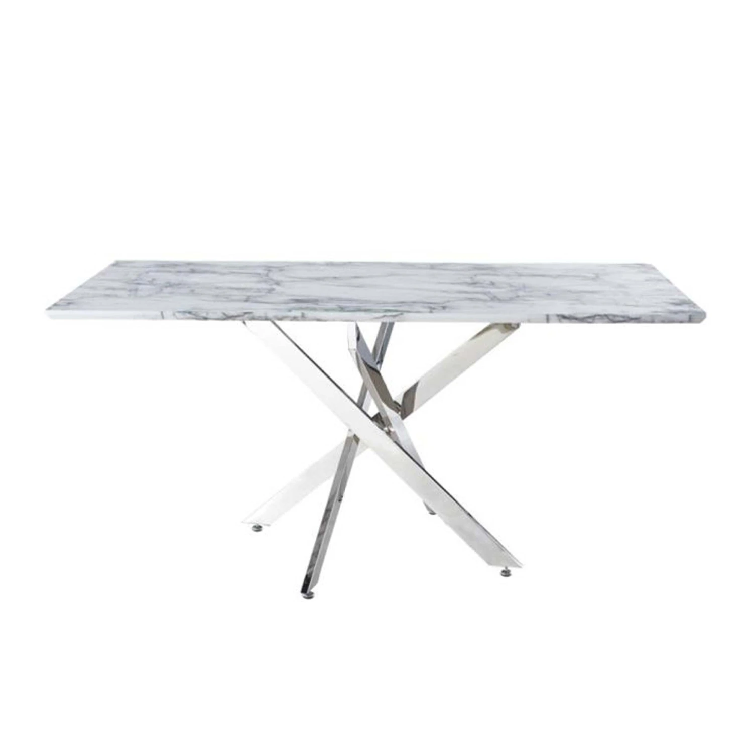 Nova 160cm Chrome Dining Table With Marble Effect Top 1 Nova 160cm Chrome Dining Table With Marble Effect Top