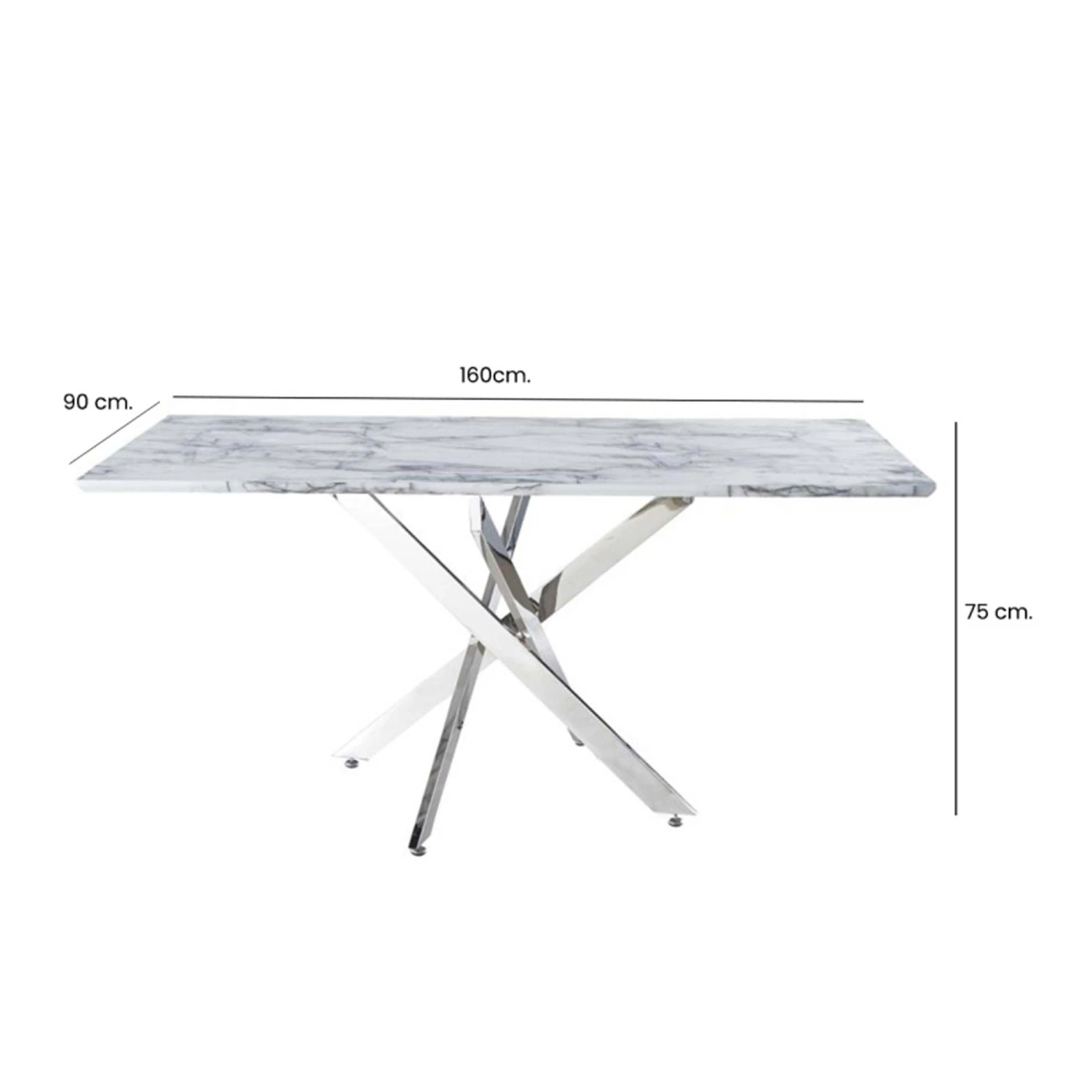 Nova 160cm Chrome Dining Table With Marble Effect Top 2 Nova 160cm Chrome Dining Table With Marble Effect Top - Image 2