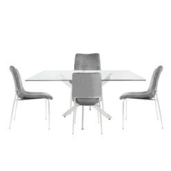 Nova 160cm Rectangular Dining Table And 4 Grey Zula Chairs