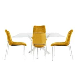 Nova 160cm Rectangular Dining Table And 4 Mustard Zula Chairs