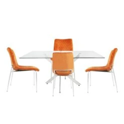 Nova 160cm Rectangular Dining Table And 4 Orange Zula Chairs