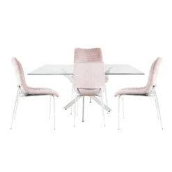 Nova 160cm Rectangular Dining Table And 4 Pink Zula Chairs