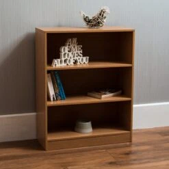 Oak 3 Tier Low Bookcase