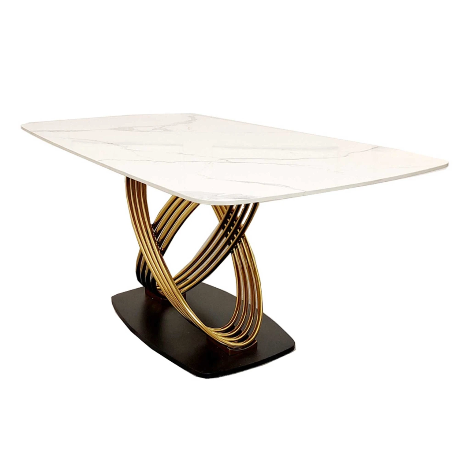 Orion Gold 1.8 Dining Table With Polar White Sintered Stone Top 1 Orion Gold 1.8 Dining Table With Polar White Sintered Stone Top