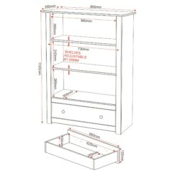 Panama 1 Drawer Bookcase -Dining Tables Sales panama 1 drawer bookcase p69820 107575 zoom