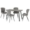 Quebec Concrete Effect & Grey Faux Leather Wave Edge Dining Set