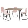 Quebec Medium Oak Straight Edge Dining Set With Baby Pink Lukas Chairs