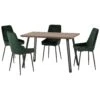Quebec Medium Oak Straight Edge Dining Set With Emerald Green Avery Chairs