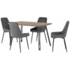 Quebec Medium Oak Straight Edge Dining Set With Grey Avery Chairs