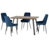 Quebec Medium Oak Straight Edge Dining Set With Sapphire Blue Avery Chairs