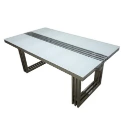 Rectangular White Glass 1.8m Dining Table